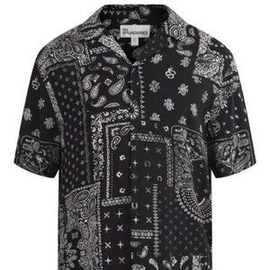 No Boundaries Rayon Print Button-Up Shirt - Medium